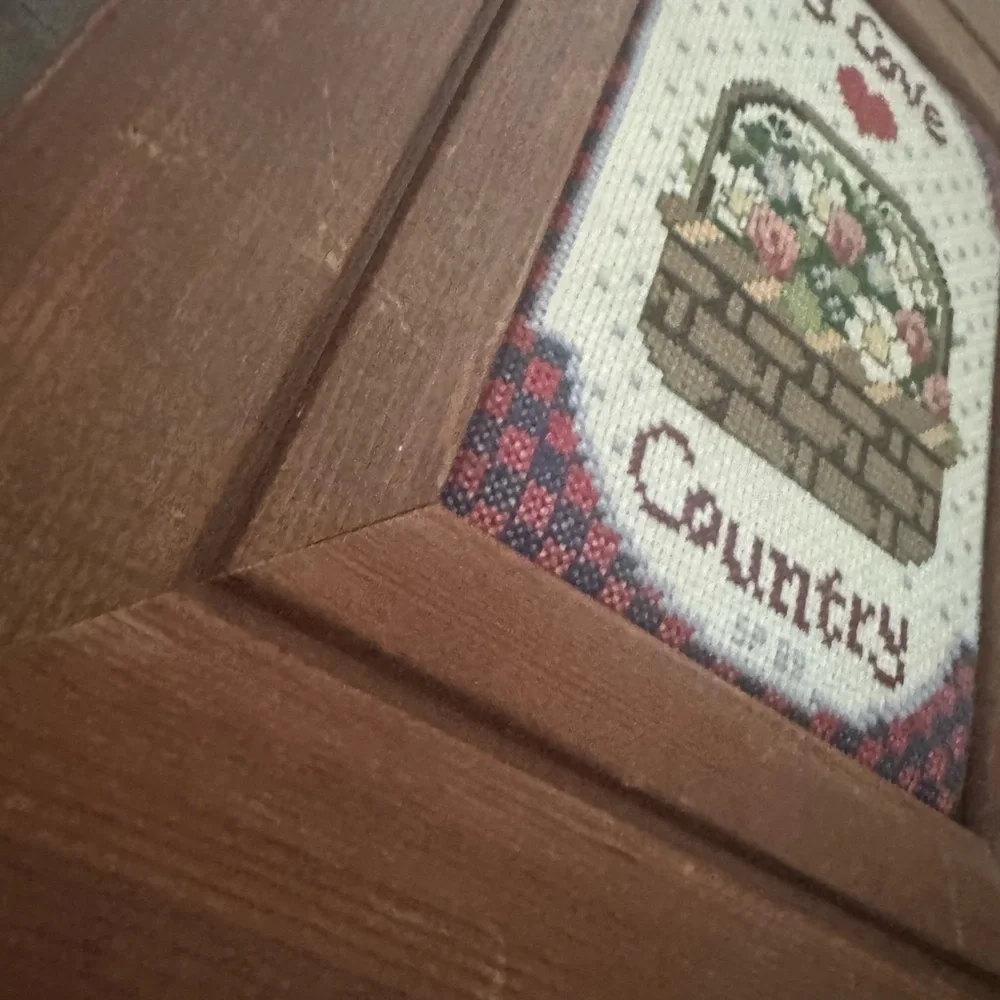 Rustic Brown Framed Country Cross-Stitch Art